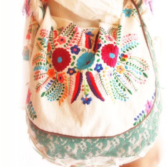 Mexican Embroidered Bag Beach Tote - Picture 3 of 5